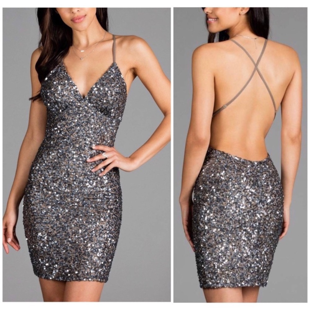 Scala Fitted String Strap Sequin Dress SZ. 00